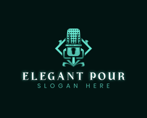 Elegant Podcast Microphone Radio logo design