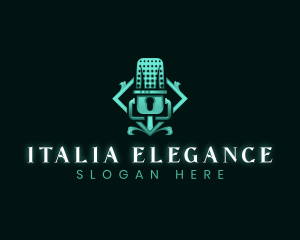 Elegant Podcast Microphone Radio logo design