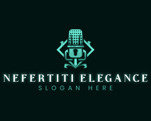 Elegant Podcast Microphone Radio logo design