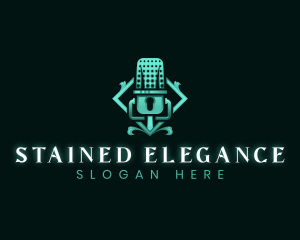 Elegant Podcast Microphone Radio logo design