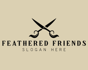 Scissor Feather Barbershop logo design