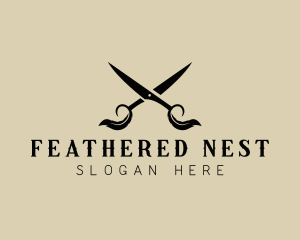 Scissor Feather Barbershop logo design