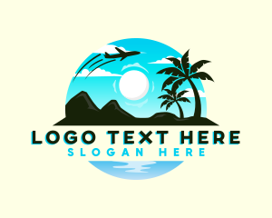 Vacation - Palm Tree Mountain Getaway logo design