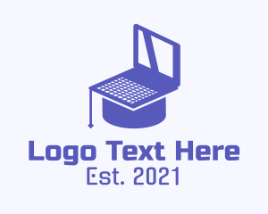 Graduation Hat - Online Course Laptop logo design