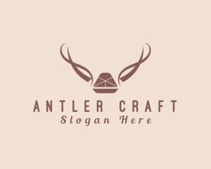 Antlers - Natural Sled Antlers Rustic logo design