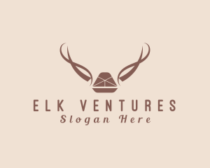 Natural Sled Antlers Rustic  logo design