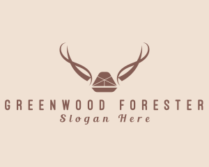 Natural Sled Antlers Rustic  logo design