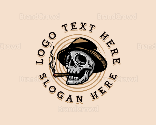 Skull Smoking Tobacco Logo