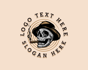 Smoking - Skull Smoking Tobacco logo design