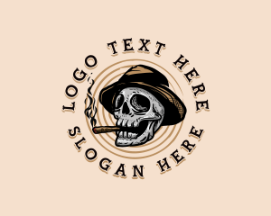 Vintage - Skull Smoking Tobacco logo design