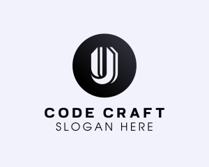 Coding - Circle Shape Letter U logo design