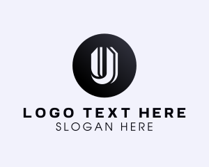 Black And White - Circle Shape Letter U logo design