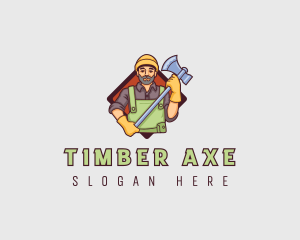 Wood Lumberjack  Axe logo design