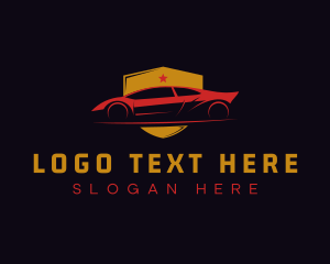 Drag Race - Luxury Sports Car Shield logo design