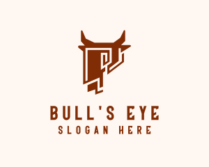 Bull Head Bison Letter P logo design