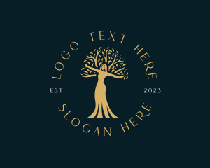 Girl - Woman Organic Tree logo design