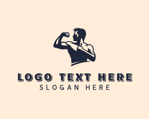 Muscular - Muscle Man Fitness Gym logo design