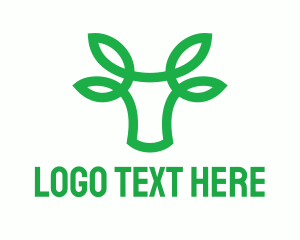 Meat - Green Bovine Bull Cow logo design