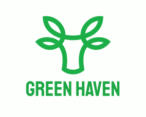 Green Bovine Bull Cow logo design