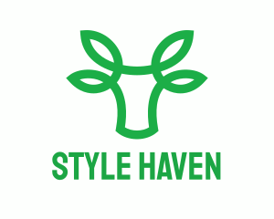 Meat Alternative - Green Bovine Bull Cow logo design