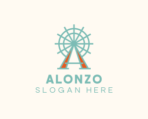 Ferris Wheel Letter A logo design