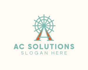 Ferris Wheel Letter A logo design