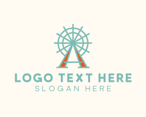 Amusement Park - Vintage Ferris Wheel Letter A logo design