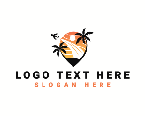 Palm Tree - Plane Beach Vacation logo design