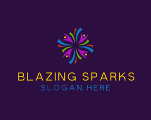 Pyrotechnics - Colorful Fireworks People logo design