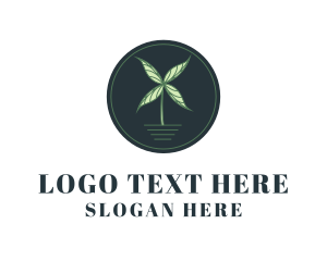 Monoline - Natural Leaf Windmill logo design