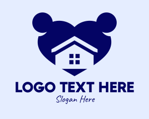 Negative Space - Home Residence Heart logo design
