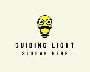 Light Bulb Mustache logo design