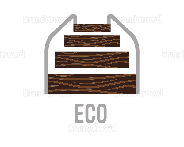 Wood Stairs Carpentry Logo