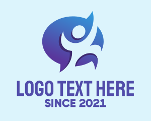 Recruiter - Blue Abstract Person logo design
