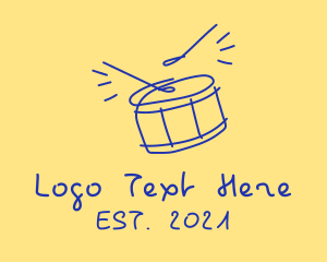 Instrument - Blue Drum Line Art logo design