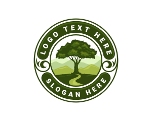 Hill - Tree Landscaping Mountain logo design