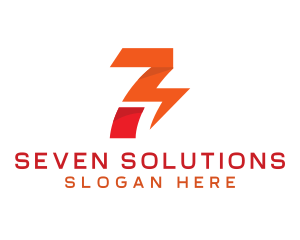 Seven - Electric Number 7 logo design