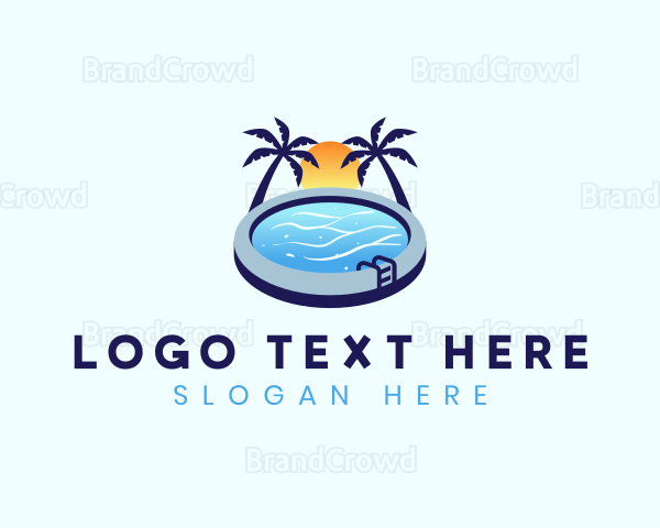 Swimming Pool Sunset Logo