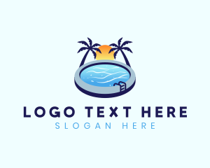 Pool - Swimming Pool Sunset logo design