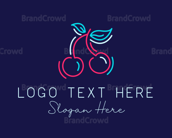 Neon Cherry Fruit Logo