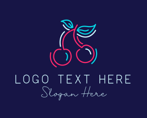 Healthy - Neon Cherry Fruit logo design