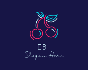 Market - Neon Cherry Fruit logo design