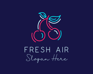 Neon Cherry Fruit logo design