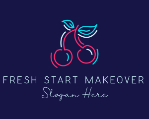 Neon Cherry Fruit logo design