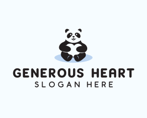 Cute Heart Panda  logo design