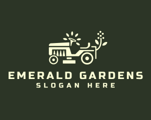 Lawn Mower Tractor Landscaping logo design