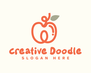 Apricot Doodle Fruit logo design