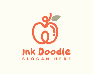 Apricot Doodle Fruit logo design