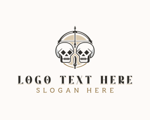 Skull - Combat Skull Bow and Arrow logo design