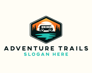 Outdoor River Camping Van logo design